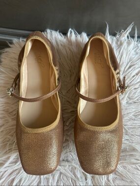 Jewel Badgley Mischka Metallic Bronze Mary Jane Flats